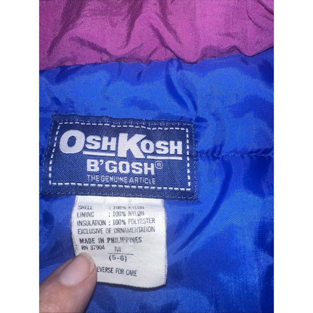 Vintage OSHKOSH B'GOSH Boys Multi Tone Winter Hooded Jacket M 5-6 *see Desc - Picture 3 of 6
